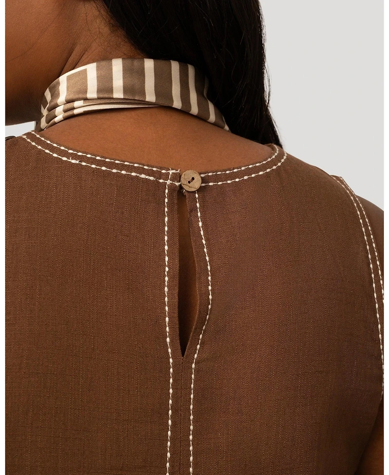 Cable & Gauge Women's Linen Blend Sleeveless Top