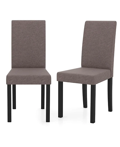 Gymax Dining Chair Set of Fabric Upholstered Rubber Wood Legs Side Armless
