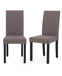 Gymax Dining Chair Set of Fabric Upholstered Rubber Wood Legs Side Armless