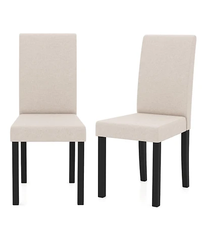 Gymax Dining Chair Set of Fabric Upholstered Rubber Wood Legs Side Armless