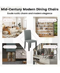 Gymax Dining Chair Set of 2 Mid-Century Modern Fabric Upholstered Parson Chairs