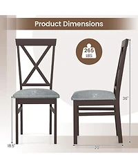 Gymax Modern Dining Chairs Set of with Rubber Wood Frame Hollowed Backrest for Kitchen
