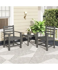 Gouun Hdpe All-Weather Patio Outdoor Dining Chairs Set of 2 with Wide Armrests, Wood-Look Finish