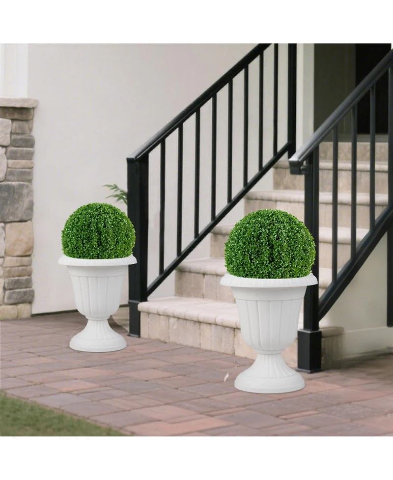 Gouun Vintage Urn Planters Set of 2 with Pedestal Base