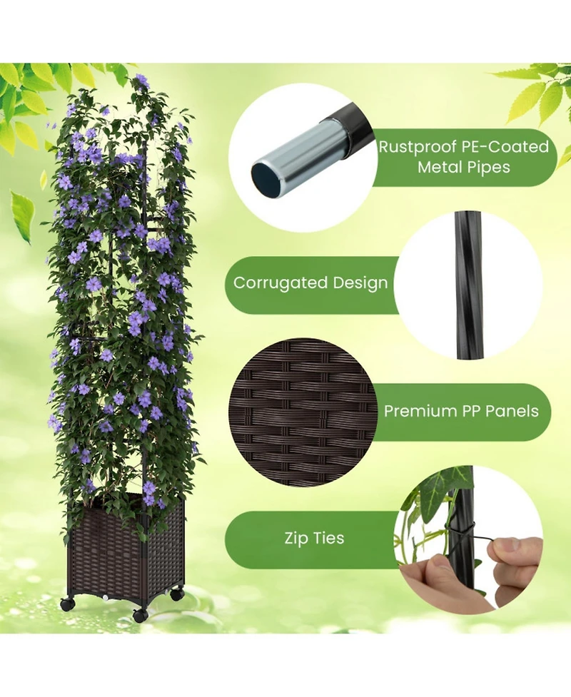 Gouun 87-Inch Tall Raised Planter with Trellis and Self-Watering System