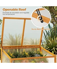 Gouun Fir Wood Cold Frame Greenhouse with Transparent Flip-Top Roof