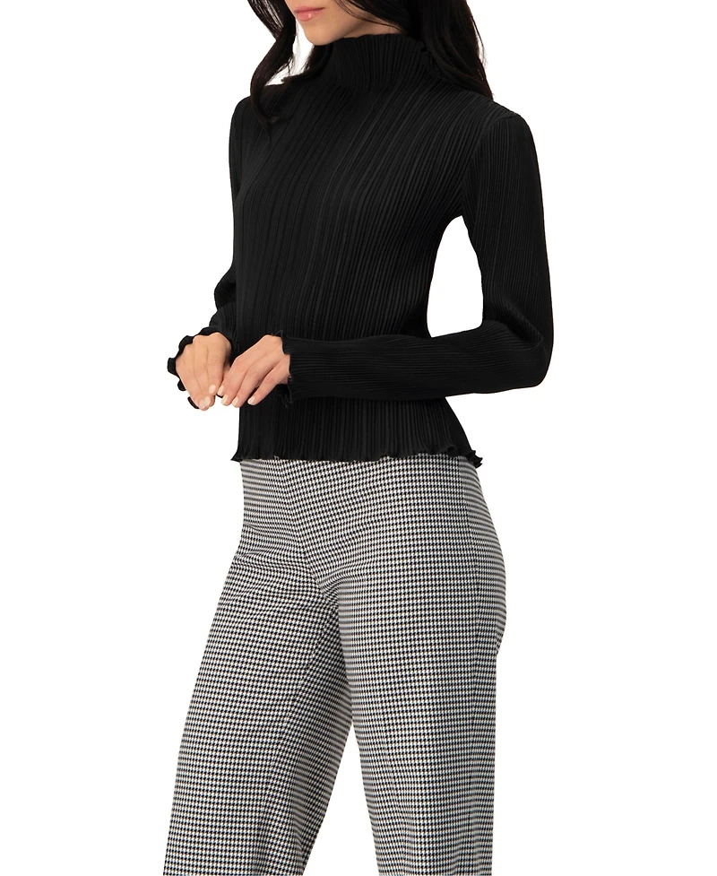 Ivonne Women's Pleated Mock Neck Top
