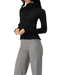 Ivonne Women's Pleated Mock Neck Top