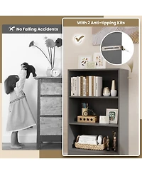 Sugift 48 Inch Tall 4 Tiers Wood Bookcase with Drawer