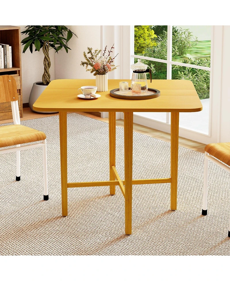 Sugift Foldable Dining Table for 2-4 People with Rubber Wood Legs for Small Space