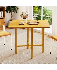 Sugift Foldable Dining Table for 2-4 People with Rubber Wood Legs for Small Space