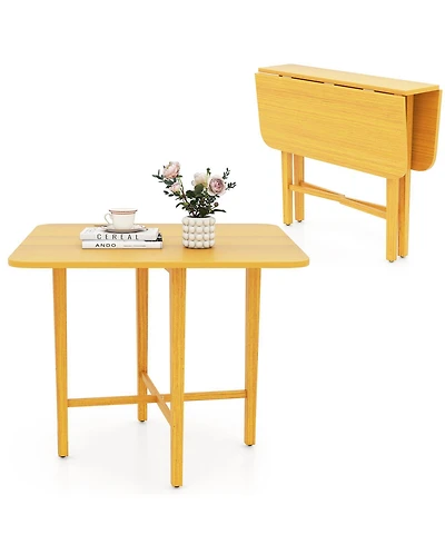 Sugift Foldable Dining Table for 2-4 People with Rubber Wood Legs for Small Space