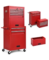 Gouun 6-Drawer Rolling Steel Tool Chest with Detachable Top Box