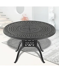 Clihome -inch Cast Aluminum Patio Dining Table With Frame and Umbrella Hole