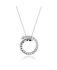 Suzy Levian New York Sapphire Ombre Circle Journey Pendant Sterling Silver