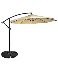 Outdoor Steel Offset Cantilever Patio Umbrella with Round Base Set - 10'