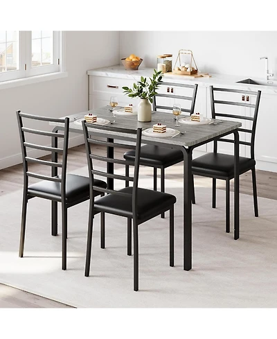 gaomon 5-Piece Small Space Kitchen Table Set, Modern Square Dinette and 4 Chairs for Indoor Dining