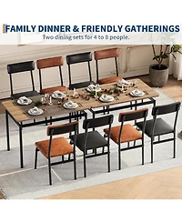 gaomon 5-Piece Industrial Dining Set, Wooden Table and 4 Pu Upholstered Chairs, Metal Frame for Kitchen and Apartment