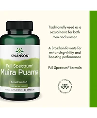 Swanson Muira Puama Root Sexual Health Virility Boost Support Men's Women's Supplement 400 mg 90 Capsules