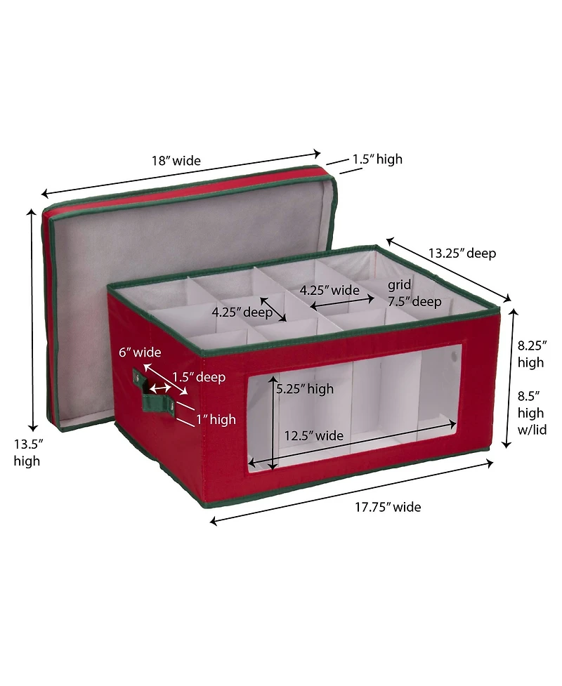 Household Essentials Holiday Wine Glass Storage Box, Windowed Panel and Handles, Trim