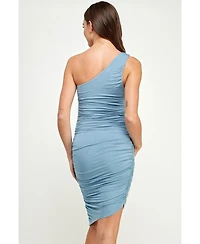 Hello Miz Maternity One-Shoulder Ruched Asymmetrical Bodycon Dress