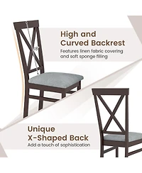Gymax Modern Dining Chairs Set of 2 with Rubber Wood Frame Hollowed Backrest for Kitchen