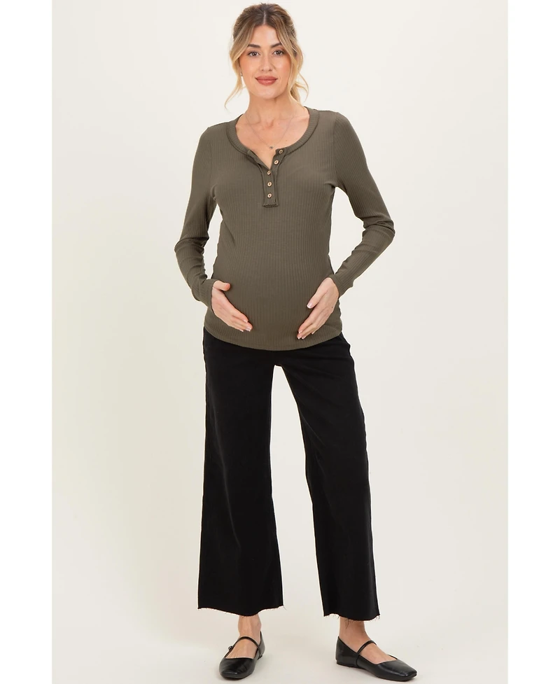 Pinkblush Maternity Raw Hem Crop Wide Leg Jeans