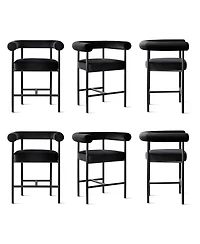 Maison Boucle 24" Velvet Counter Height Stools Set of 6 with Arms, Kitchen Island