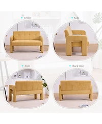 Rainsken 47" Loveseat Sofa, Chenille Upholstered 2 Seater Couch with Deep Seat and Dual Armrests, Compact Sofa for Living Room and Small Spaces