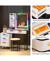 Vlsrka Vanity Set: Rgb Lights, 5 Drawers & Wireless Charger