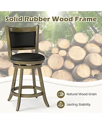 Slickblue Upholstered Counter Height Bar Stools 24 Inch Swivel 2 Piece Set
