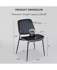 Rainsken Pu Leather Dining Chairs Set of 2, Retro Upholstered Kitchen with Walnut Bentwood Back and Adjustable Feet for Room