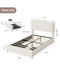 Homfan Cozy Boucle Upholstered Bed Frame