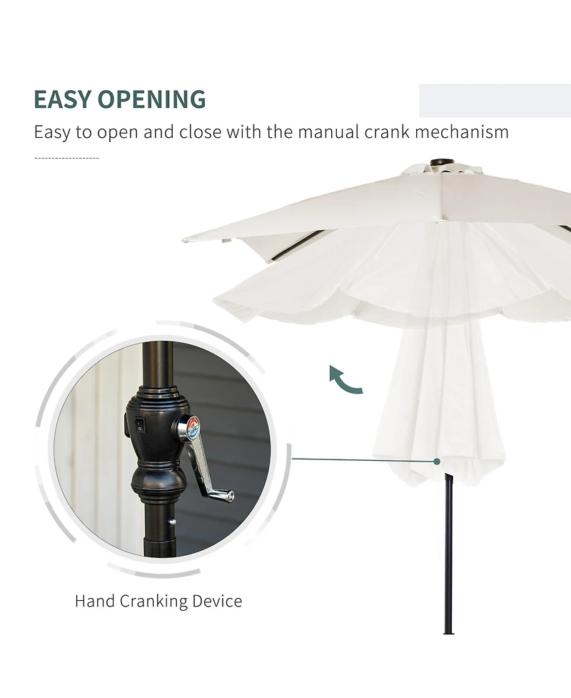 Outsunny 9' x 7' Solar Umbrella, Patio Umbrella with Led Lights