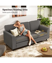 Gouun Teddy Velvet 3-Seat Sofa with Back Pillows and Rubber Wood Legs