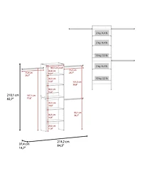 Fm Furniture Elara Vertical Closet Organizer with Open Shelves and Hanging Bars for Clothing,