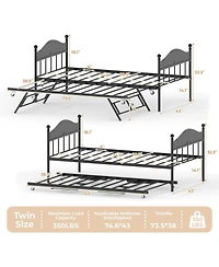 gaomon Metal Daybed with Optional Trundle Stylish Headboard