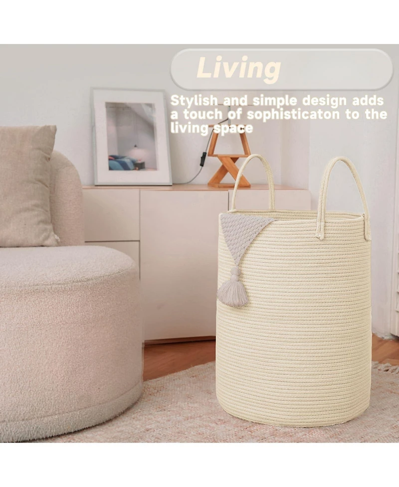 Gnuadz Woven Cotton Rope Laundry Hamper Storage Bin Gift Basket