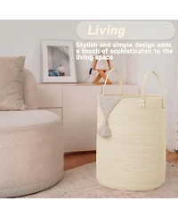 Gnuadz Woven Cotton Rope Laundry Hamper Storage Bin Gift Basket