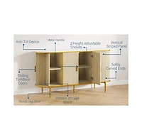 gaomon 59" Sideboard Buffet Cabinet with Storage, Fluted Console Cabinet with Metal Legs, Faux Marble Top, Mid Century Modern Cabinets for Dining Room