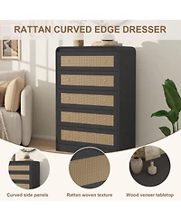 gaomon 31" Tall Rattan Drawer Dresser for Bedroom,Dressers and Chests of Drawers,Modern Chest Drawers Bedroom,Living Room,Hallway