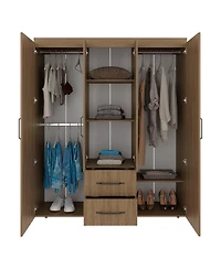 Fm Furniture Extremoduro 4-Door Wardrobe with Drawers and Shelves for Storage, Modern Design