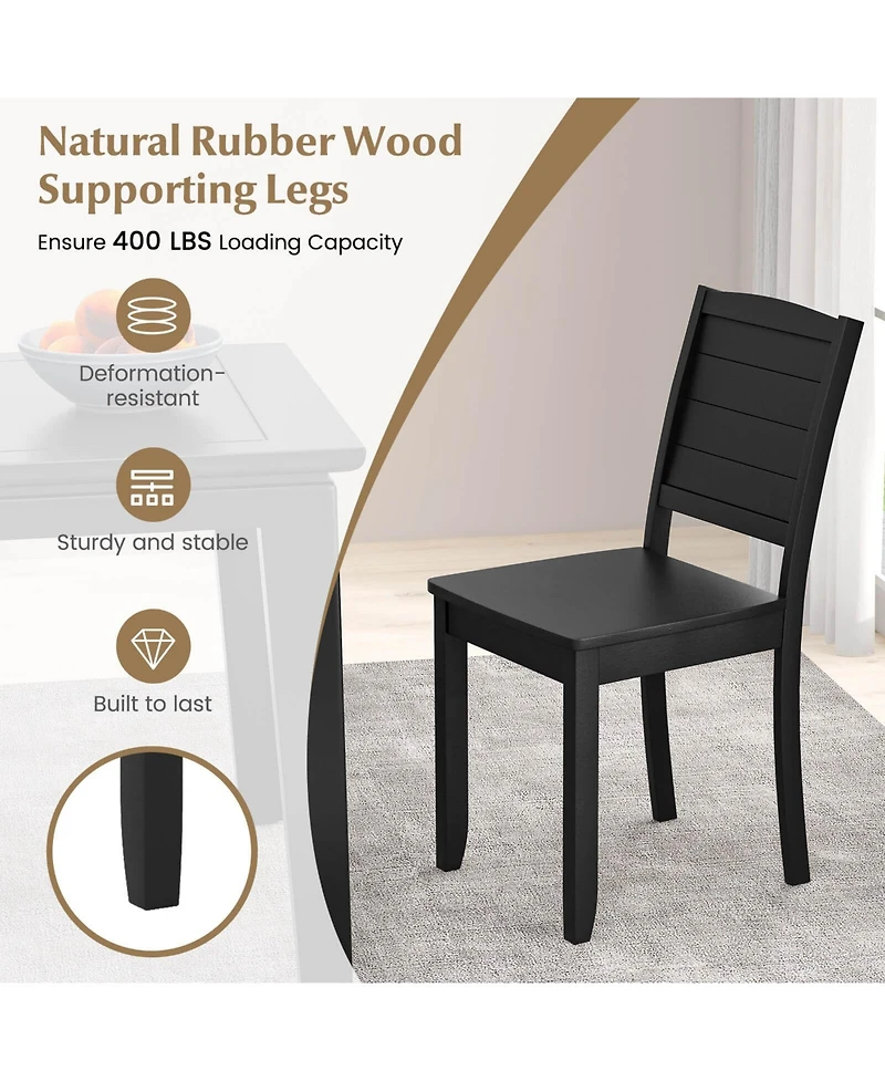 Gymax 4 Pcs Armless Wood Dining Chair w/ Rubber Wood Legs Curved Backrest Kitchen