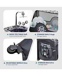 gaomon 4 1 Baby Bassinet and Playard with Changing Table Toy Bar