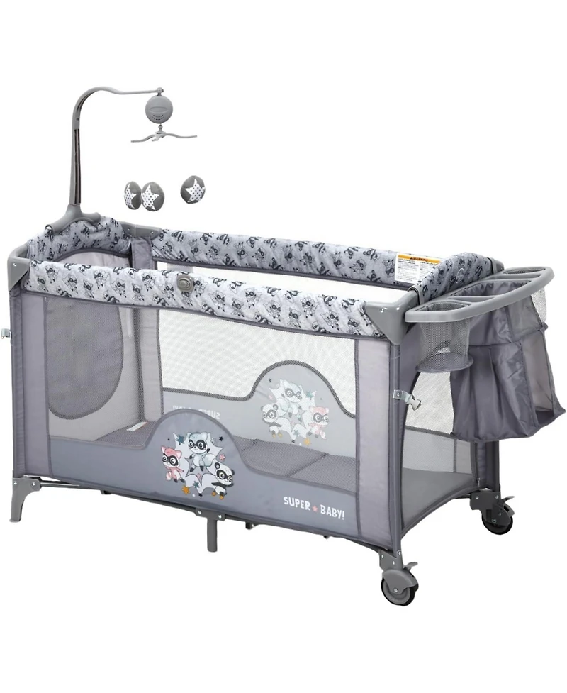 gaomon 4 in 1 Baby Bassinet and Playard with Changing Table and Toy Bar