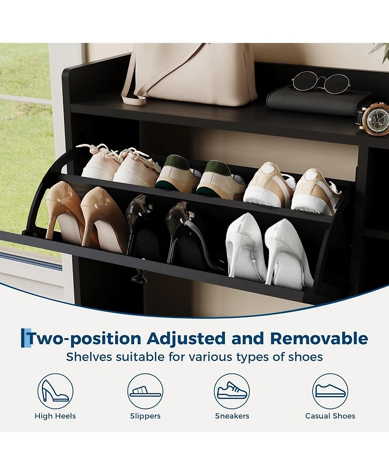 gaomon Freestanding Shoe Cabinet with 3 Flip Drawers and 5 Tier Shelves