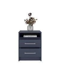 Fm Furniture Nightstand, 2 Drawers, Open Shelf, Modern Bedroom Storage