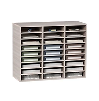 Sugift 27-Compartment Wood Literature Organizer with Adjustable Shelves for Mail Sorting and File Management