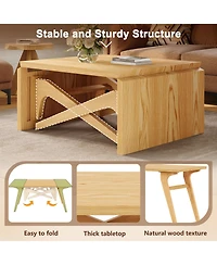 Rainsken 2-in-1 Transformer Coffee Table and Expandable Dining Table for 3, Space-Saving Design with Adjustable Height for Small Apartments