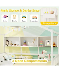 Slickblue Kids House Bed Frame with Storage Drawers and Safety Rails